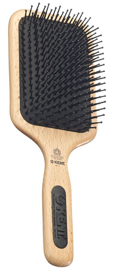 Kent Mega-Phine Large Taming Paddle BRUSH Nylon Ball Tip Wooden Hairbrush PF17